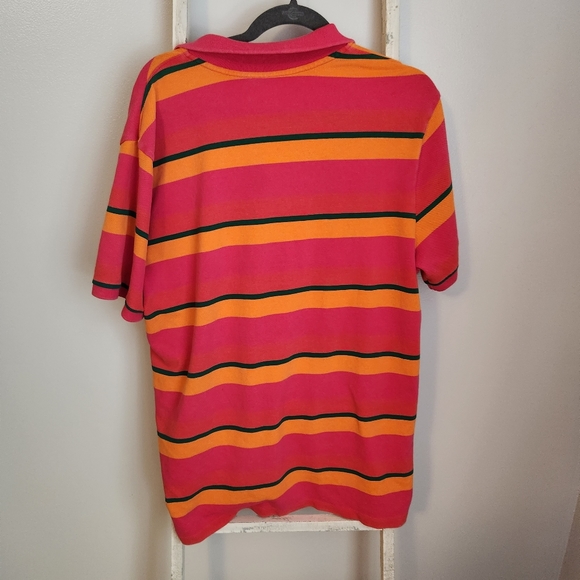 GAP XL pink orange green stripe stretch pique polo - Picture 5 of 5